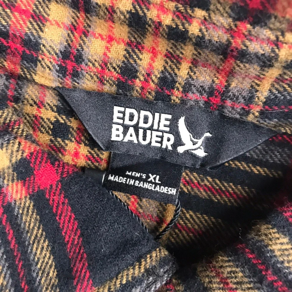 Eddie‎ Bauer Long Sleeve Flannel Shirt Mens XL Night Sky Ohio Plaid Cotton NWT
